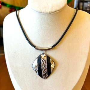 Artisan Enamel Diamond Shaped Pendant Necklace